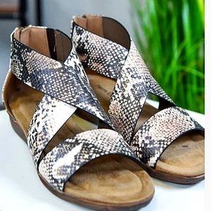 Pierre Dumas Snakeskin Flat Sandals